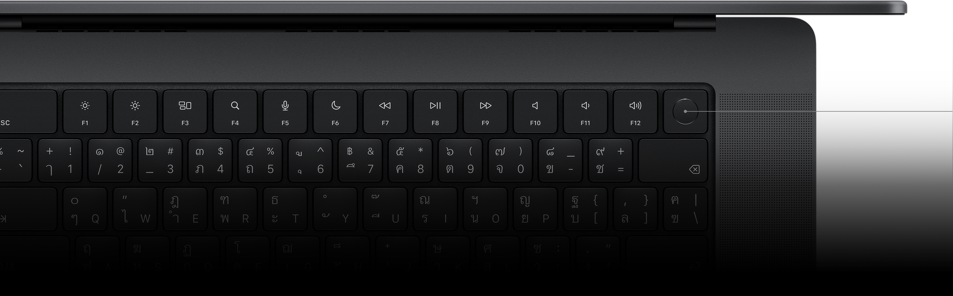 ตัวชี้แสดงปุ่ม Touch ID บน Magic Keyboard
